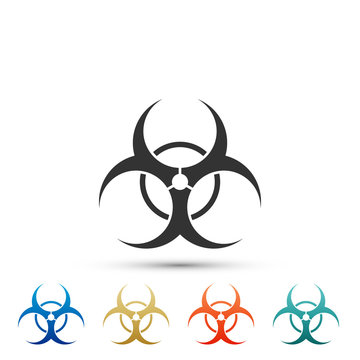 Biohazard symbol icon isolated on white background. Set elements in colored icons. Flat design. Vector Illustration