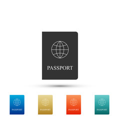 Passport icon isolated on white background. Set elements in colored icons. Flat design. Vector Illustration