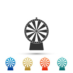 Lucky wheel icon isolated on white background. Set elements in colored icons. Flat design. Vector Illustration