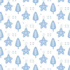 Scandinavian Christmas doodles seamless pattern