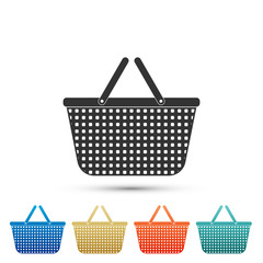 Shopping basket icon isolated on white background. Set elements in colored icons. Flat design. Vector Illustration