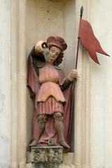 Saint Florian statue on house facade in Varazdin, Croatia 
