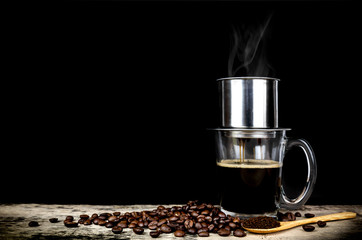 Coffee filter with coffee beans