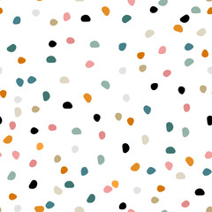 Semless hand getekend patroon met kleurrijke stippen. Abstracte kinderachtige textuur voor stof, textiel, kleding. vector illustratie