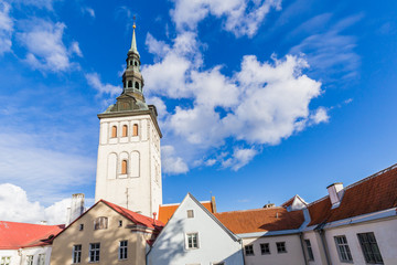 Fototapeta na wymiar St Olaf Baptist Church on top of Toompea hill in the old town of Tallinn in Estonia