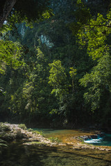 Beautiful, turquoise natural pools of Semuc Champey, a popular tourism destination in Guatemala