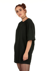 Fototapeta premium Blank t-shirt mock-up - Cool streetwear fashion girl ready for your design