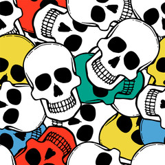 Seamless pattern with hand drawn skulls. Vector Illustration