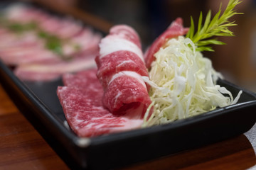 Beef sliced for charcoal grills or Japanese style yakiniku.