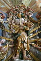Fototapeta na wymiar Saint Joseph statue on the altar in the Baroque Church of Our Lady of the Snow in Belec, Croatia 