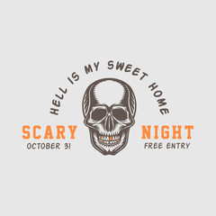 Vintage retro halloween logo, emblem, badge, label, mark, patche