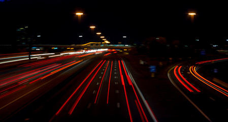 Freeway light trails long exposure