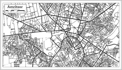 Amritsar India City Map in Retro Style. Outline Map.