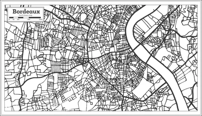 Fotobehang Bordeaux France City Map in Retro Style. Outline Map. © BooblGum