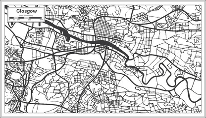 Obraz premium Glasgow Scotland City Map in Retro Style. Outline Map.
