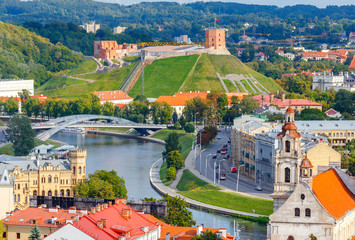 Vilnius. Aerial view of the city. - obrazy, fototapety, plakaty