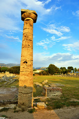 Paestum capaccio Italy The ancient ruins of remains of religious buildings of the ancient Greek...