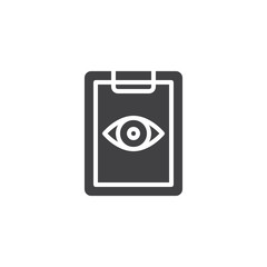 Eye test vector icon. filled flat sign for mobile concept and web design. Ophthalmology paper clipboard simple solid icon. Symbol, logo illustration. Pixel perfect vector graphics