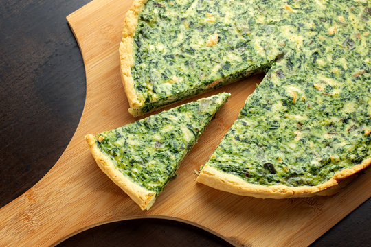 Traditional nice Russian kish pie. Diagonal composition.