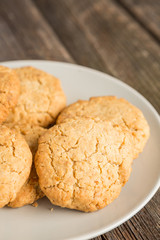 Homemade cookies on rustic wooden background