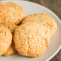 Homemade cookies on rustic wooden background