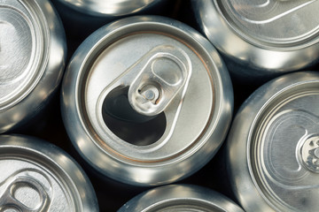 Shiny Silver Aluminum Soda Cans