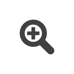 Magnifying glass zoom vector icon. filled flat sign for mobile concept and web design. Ophthalmology simple solid icon. Symbol, logo illustration. Pixel perfect vector graphics