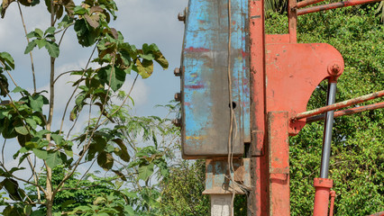 Mobile Pile Driving is installing concrete pile, Construction work in construction site