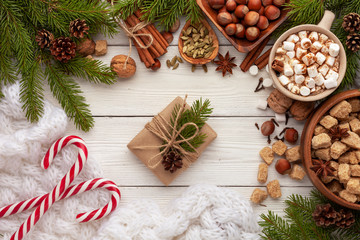 Ingredients for spicy hot chocolate or coffee