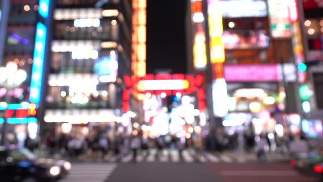 新宿歌舞伎町 夜のネオン街のアウトフォーカス