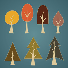 Set of Seven Vector Tree Elements