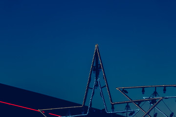christmas star in led light on night