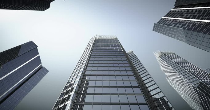 Skyscrapers construction city growing up timelapse animation. Business center. City. 4k, uhd