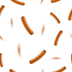 Realistic Boiled Sausage Seamless Pattern. Street Fast Food.