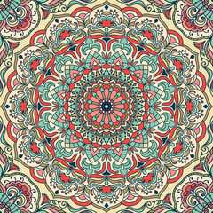 Seamless pattern mandala ornament. Vintage decorative elements. Hand drawn oriental background. Tribal motifs 