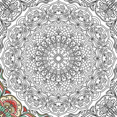 Flower Mandala. Vintage decorative elements. Oriental pattern, vector illustration. Islam, Arabic, Indian, moroccan,spain, turkish, pakistan, chinese, mystic, ottoman motifs. Coloring book page
