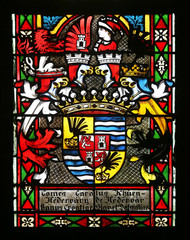 Coat of arms of Ban Khuen Hedervary, stained glass in Zagreb cathedral dedicated to the Assumption of Mary