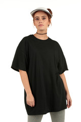 Blank t-shirt mock-up - Cool streetwear fashion girl ready for your design