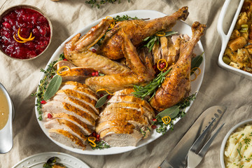 Roasted Cut Up Turkey Platter For Thanksgiving