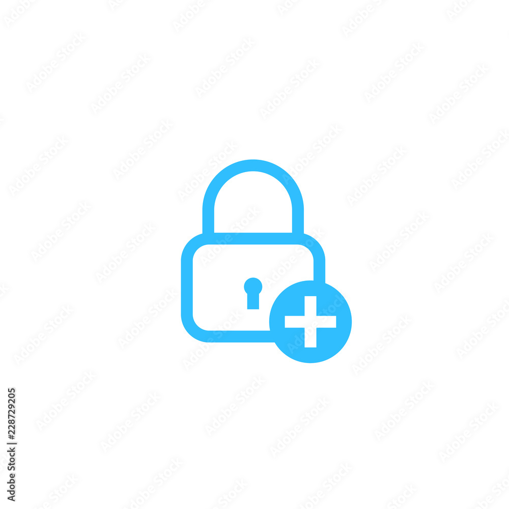 Poster lock with add sign, security icon