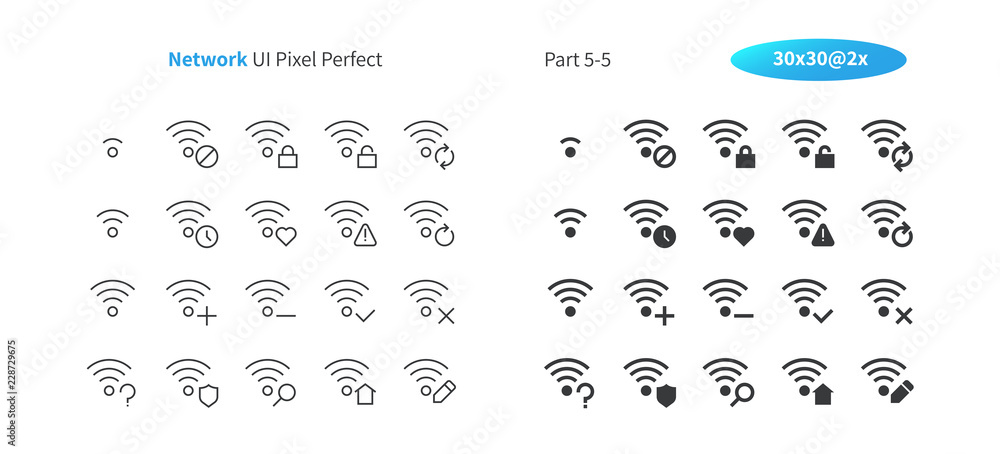 Poster network ui pixel perfect well-crafted vector thin line and solid icons 30 2x grid for web graphics a