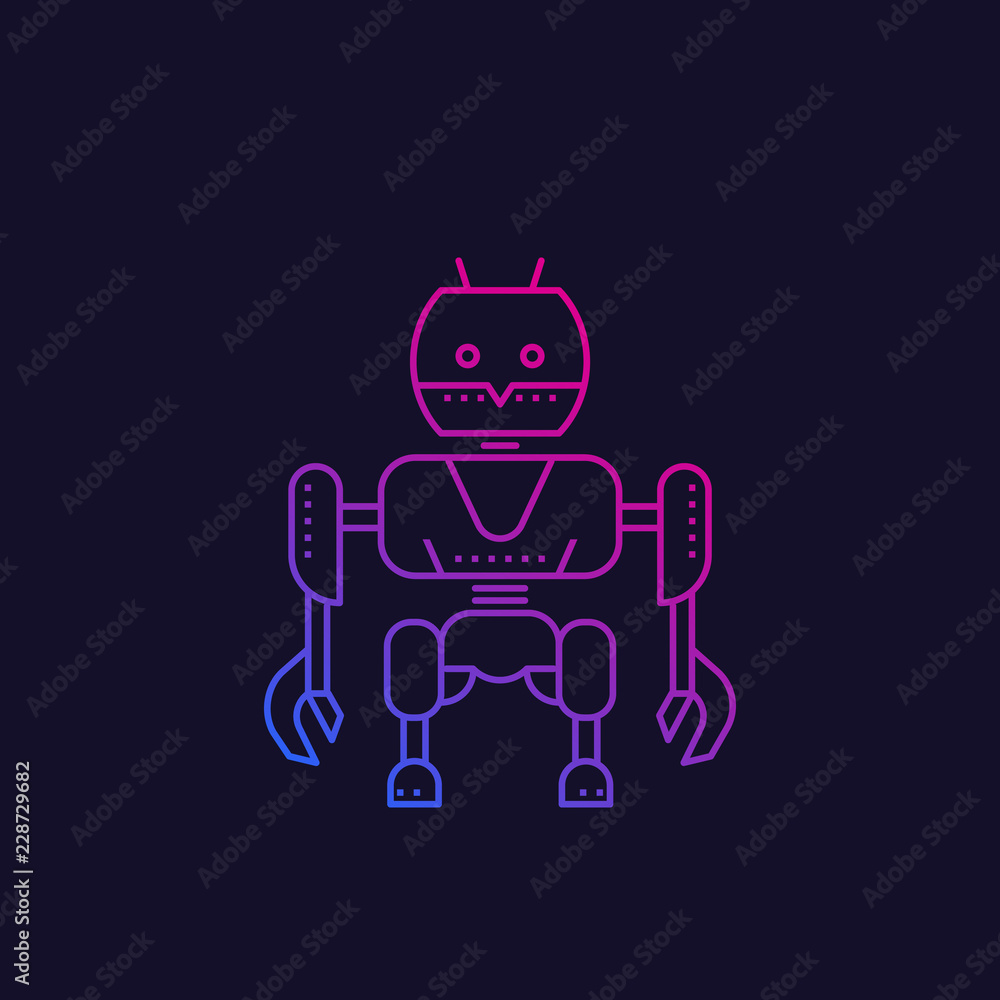 Wall mural robot, line vector illustration