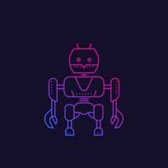 robot, line vector illustration