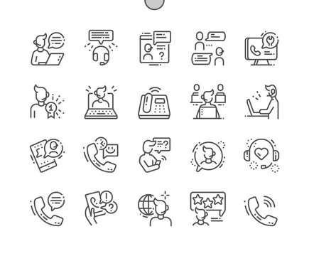 Call Center Well-crafted Pixel Perfect Vector Thin Line Icons 30 2x Grid for Web Graphics and Apps. Simple Minimal Pictogram