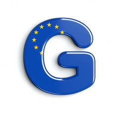 Europe flag letter G - Upper-case 3d european union font - Europe, Brussells or patriotism concept