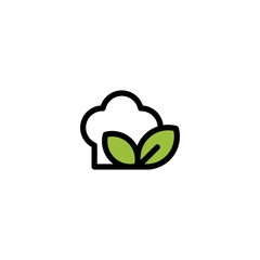 Hat Chef Leaf Nature Abstract Creative Icon Logo Design Template Element Vector