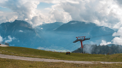 Fototapeta na wymiar Beautiful alpine view at the Feuerkogel summit - Ebensee - Traunsee - Salzburg - Austria