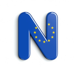 Europe flag letter N - Capital 3d european union font - Europe, Brussells or patriotism concept