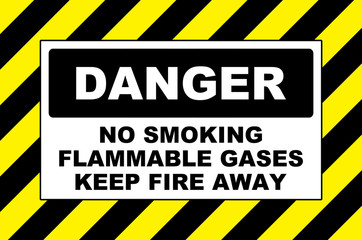 danger no smoking flammable gases sign placard board