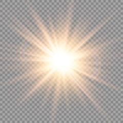 Glow light effect. Star burst with sparkles. Sun. Vector illustration.